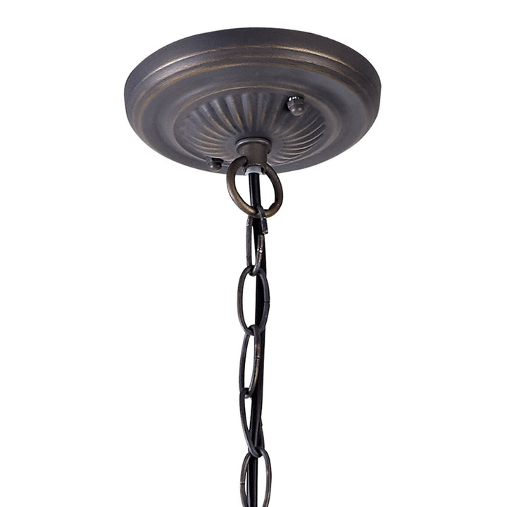 Nelson Lighting NLK02759 Umbrian 2 Light Down Lighter Pendant With 40cm Tiffany Shade Amber/Chrome/Crystal/Brass