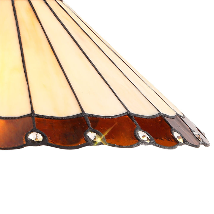 Nelson Lighting NLK02759 Umbrian 2 Light Down Lighter Pendant With 40cm Tiffany Shade Amber/Chrome/Crystal/Brass