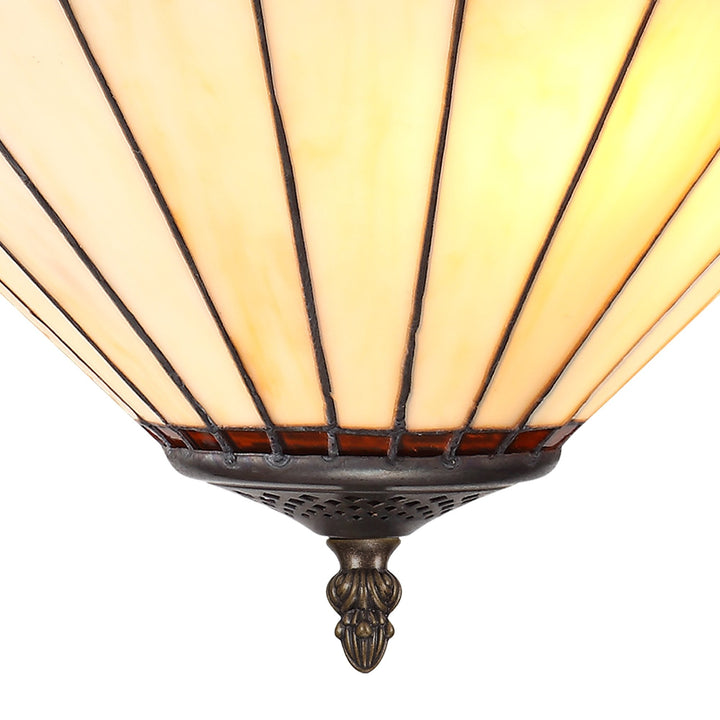Nelson Lighting NLK02779 Umbrian 3 Light Semi Ceiling With 40cm Tiffany Shade Amber/Chrome/Antique Brass