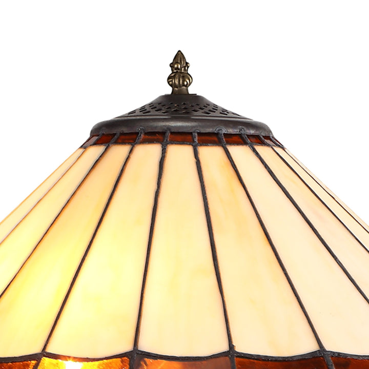 Nelson Lighting NLK02799 Umbrian 2 Light Octagonal Floor Lamp With 40cm Tiffany Shade Amber/Chrome/Crystal/Brass