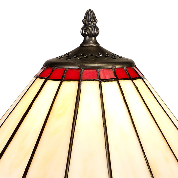 Nelson Lighting NLK02859 Umbrian 1 Light Octagonal Table Lamp With 30cm Tiffany Shade Red/Chrome/Antique Brass