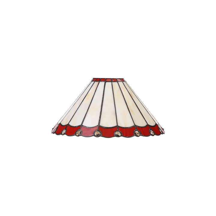Nelson Lighting NLK02869 Umbrian 1 Light Down Lighter Pendant With 30cm Tiffany Shade Red/Chrome/Antique Brass