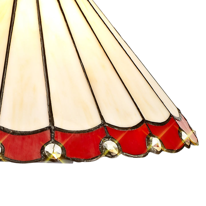 Nelson Lighting NLK02889 Umbrian 3 Light Down Lighter Pendant With 30cm Tiffany Shade Red/Chrome/Antique Brass