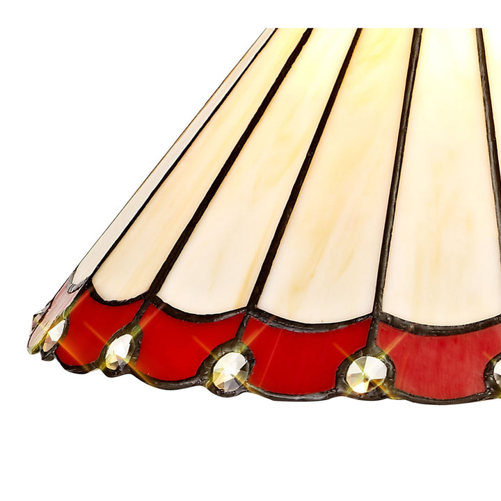 Nelson Lighting NLK02889 Umbrian 3 Light Down Lighter Pendant With 30cm Tiffany Shade Red/Chrome/Antique Brass