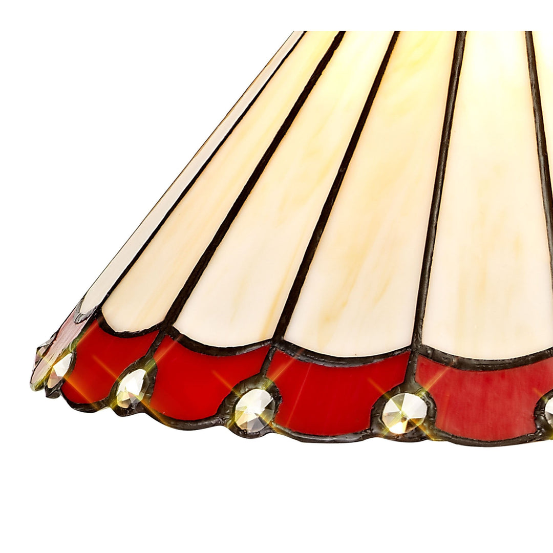 Nelson Lighting NLK02899 Umbrian 2 Light Semi Ceiling With 30cm Tiffany Shade Red/Chrome/Antique Brass