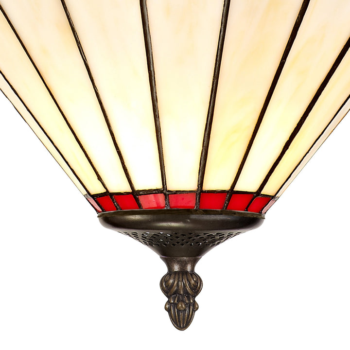 Nelson Lighting NLK02909 Umbrian 3 Light Semi Ceiling With 30cm Tiffany Shade Red/Chrome/Antique Brass