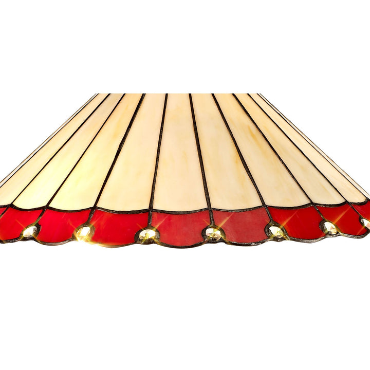 Nelson Lighting NLK02949 Umbrian 2 Light Curved Table Lamp With 40cm Tiffany Shade Red/Chrome/Antique Brass