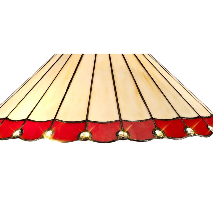 Nelson Lighting NLK03019 Umbrian 2 Light Octagonal Floor Lamp With 40cm Tiffany Shade Red/Chrome/Antique Brass