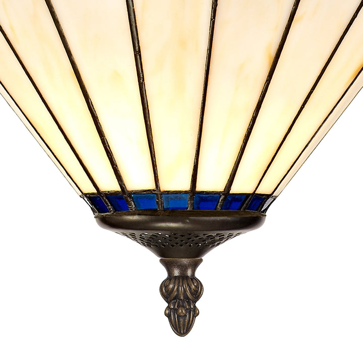 Nelson Lighting NLK03129 Umbrian 3 Light Semi Ceiling With 30cm Tiffany Shade Blue/Chrome/Antique Brass
