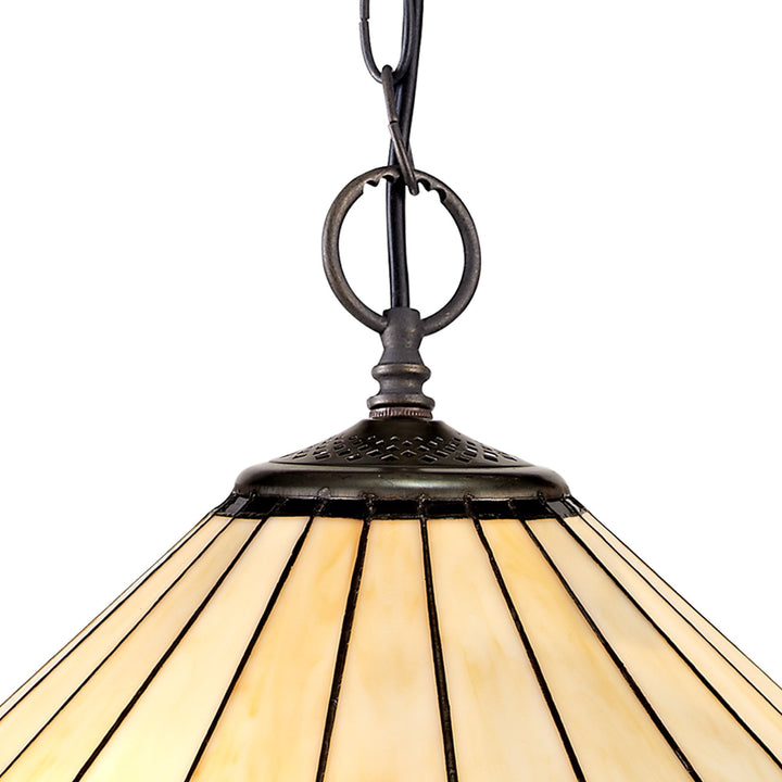 Nelson Lighting NLK03199 Umbrian 2 Light Down Lighter Pendant With 40cm Tiffany Shade Blue/Chrome/Antique Brass