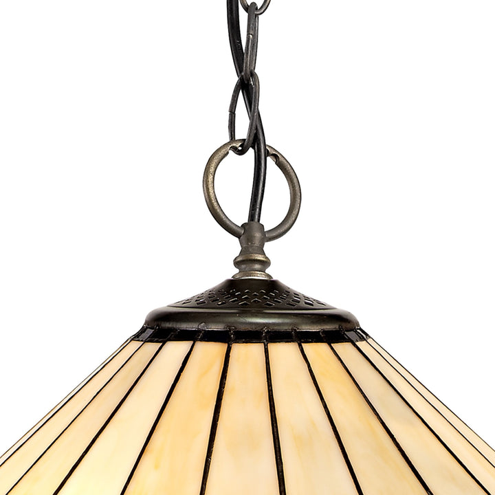 Nelson Lighting NLK03209 Umbrian 3 Light Down Lighter Pendant With 40cm Tiffany Shade Blue/Chrome/Antique Brass