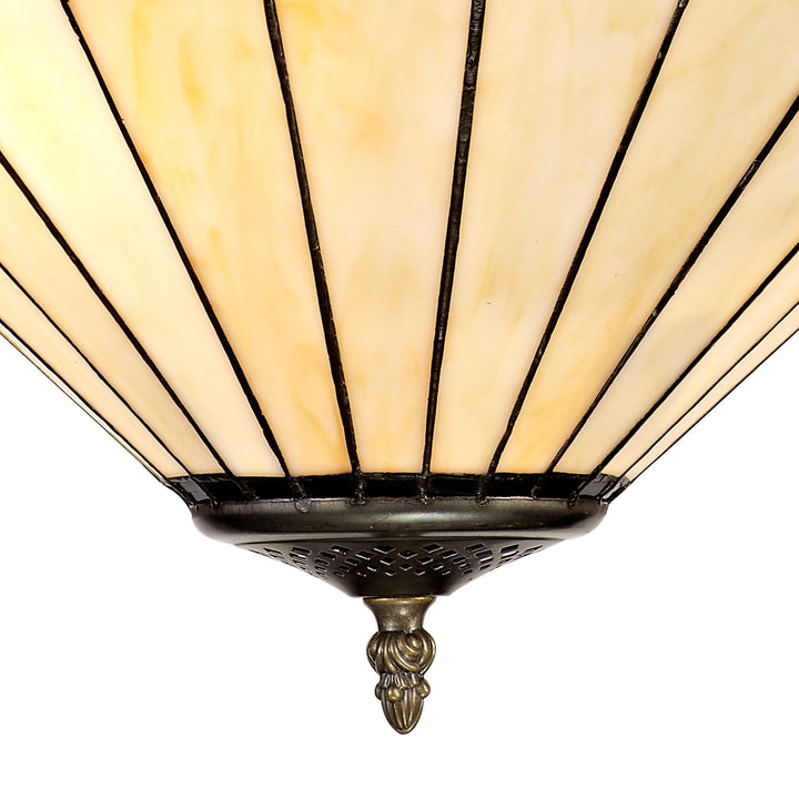 Nelson Lighting NLK03219 Umbrian 3 Light Semi Ceiling With 40cm Tiffany Shade Blue/Chrome/Antique Brass