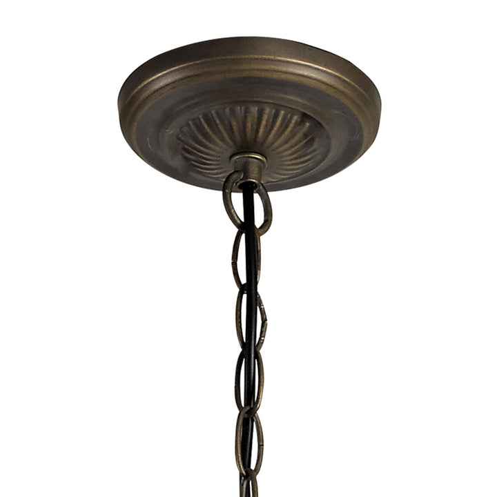 Nelson Lighting NLK03229 Umbrian 3 Light Up Lighter Pendant With 40cm Tiffany Shade Blue/Chrome/Antique Brass