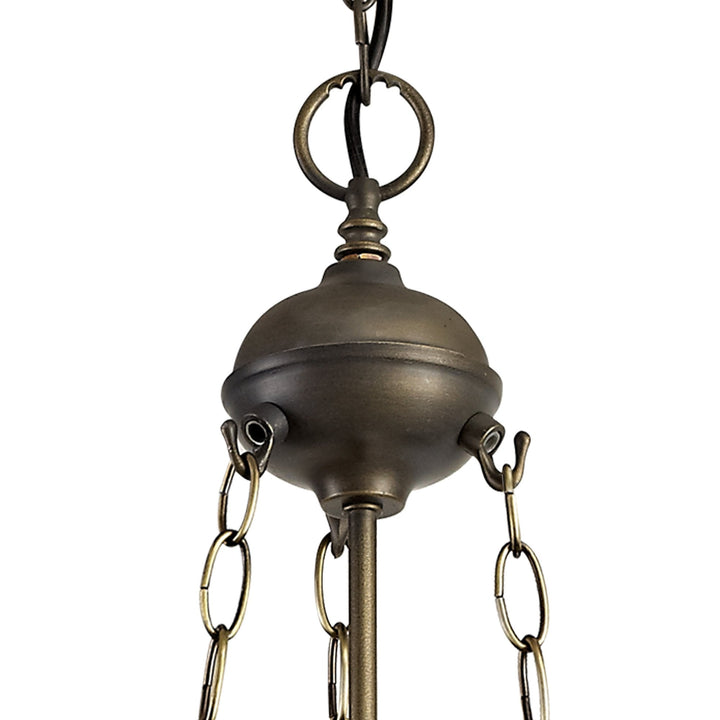 Nelson Lighting NLK03229 Umbrian 3 Light Up Lighter Pendant With 40cm Tiffany Shade Blue/Chrome/Antique Brass