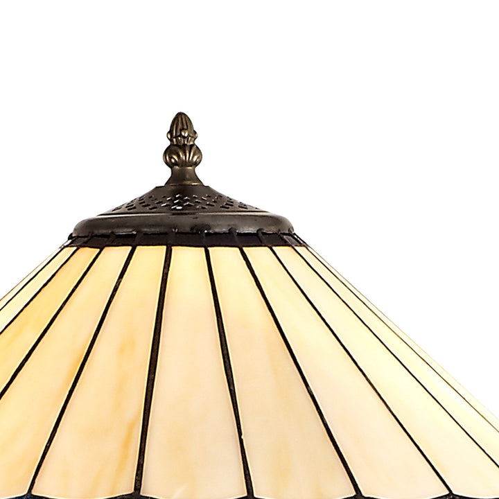 Nelson Lighting NLK03259 Umbrian 2 Light Stepped Design Floor Lamp With 40cm Tiffany Shade Blue/Chrome/Brass