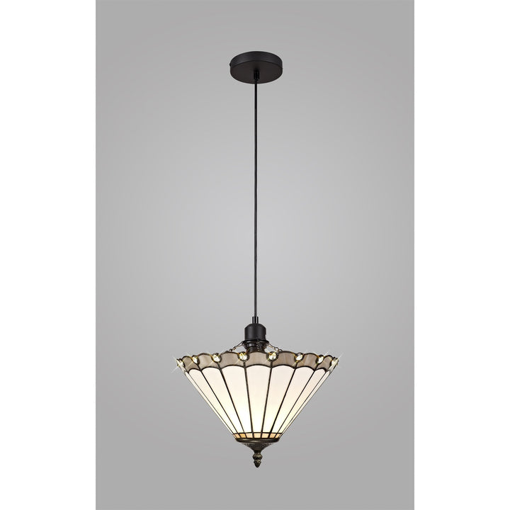 Nelson Lighting NLK03269 Umbrian 1 Light Up Lighter Pendant With 30cm Tiffany Shade Grey/Chrome/Crystal/Black