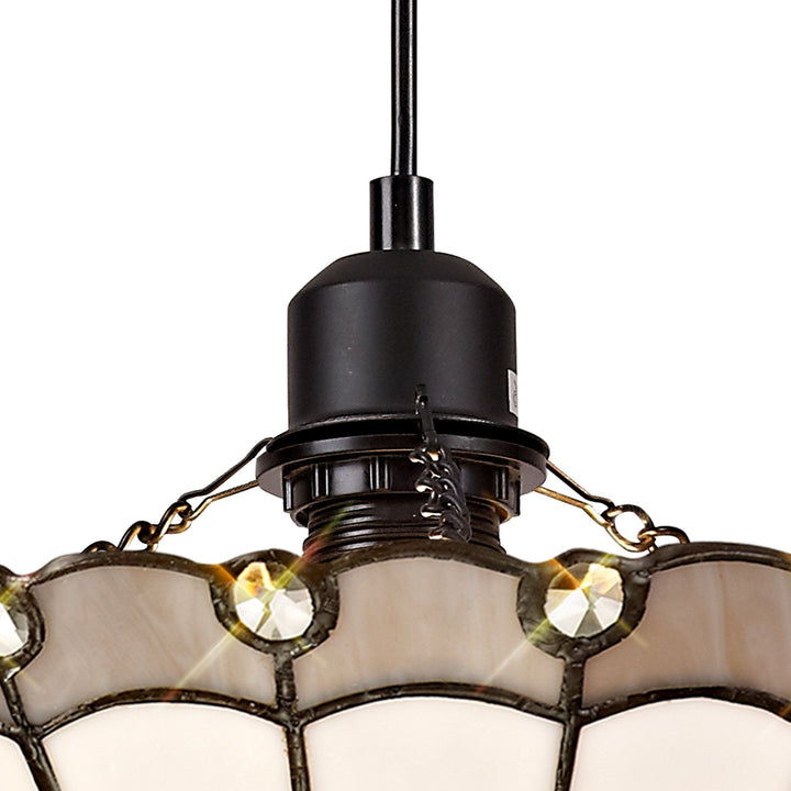 Nelson Lighting NLK03269 Umbrian 1 Light Up Lighter Pendant With 30cm Tiffany Shade Grey/Chrome/Crystal/Black