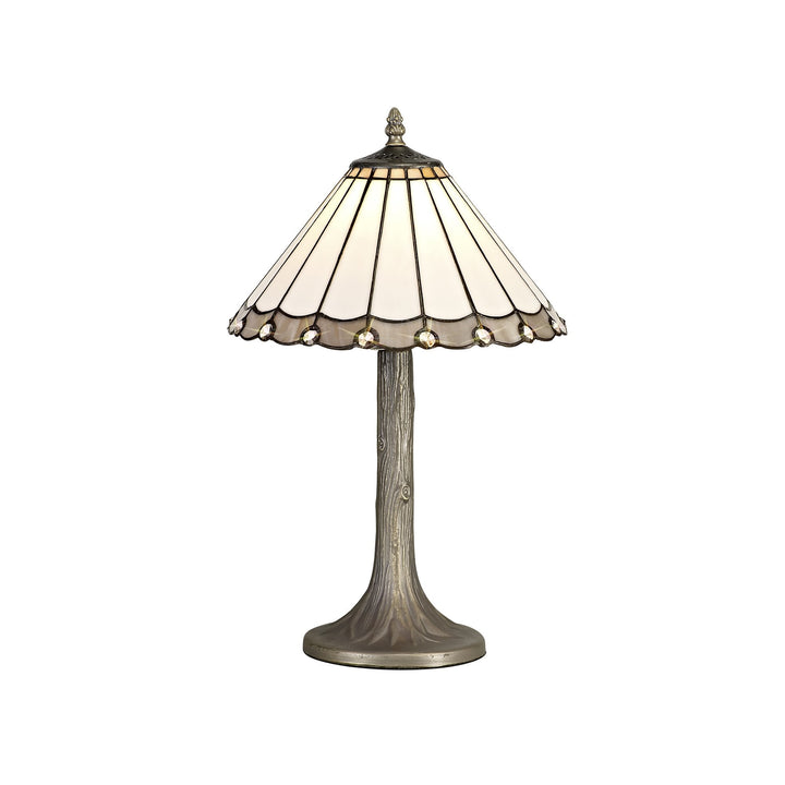 Nelson Lighting NLK03279 Umbrian 1 Light Tree Like Table Lamp With 30cm Tiffany Shade Grey/Chrome/Antique Brass