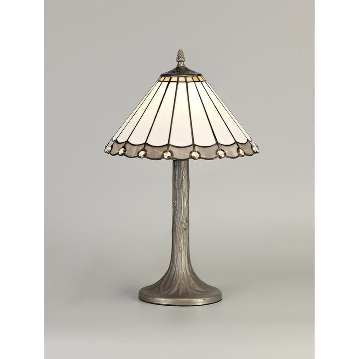Nelson Lighting NLK03279 Umbrian 1 Light Tree Like Table Lamp With 30cm Tiffany Shade Grey/Chrome/Antique Brass