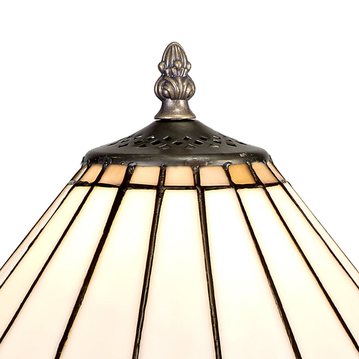 Nelson Lighting NLK03289 Umbrian 1 Light Curved Table Lamp With 30cm Tiffany Shade Grey/Chrome/Antique Brass