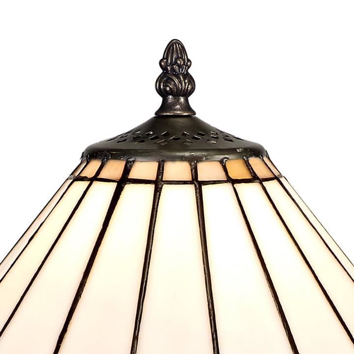 Nelson Lighting NLK03299 Umbrian 1 Light Octagonal Table Lamp With 30cm Tiffany Shade Grey/Chrome/Antique Brass
