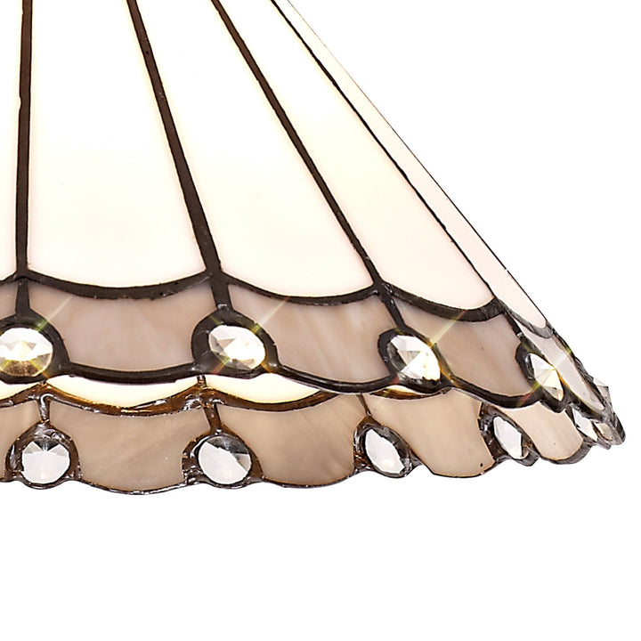 Nelson Lighting NLK03309 Umbrian 1 Light Down Lighter Pendant With 30cm Tiffany Shade Grey/Chrome/Antique Brass