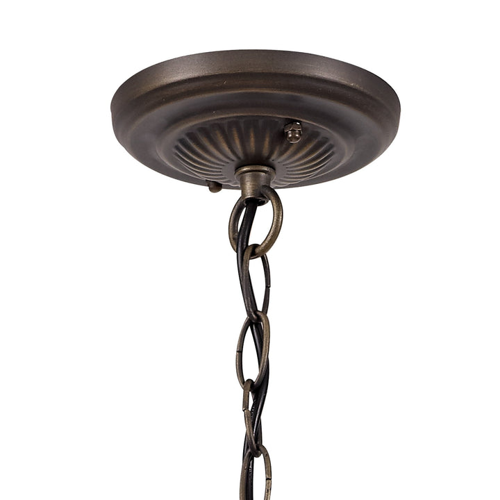 Nelson Lighting NLK03309 Umbrian 1 Light Down Lighter Pendant With 30cm Tiffany Shade Grey/Chrome/Antique Brass