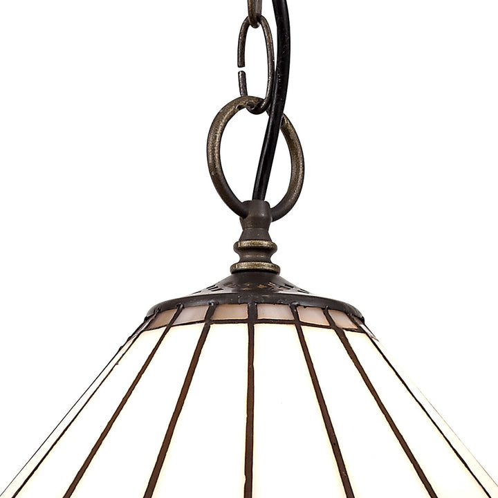 Nelson Lighting NLK03309 Umbrian 1 Light Down Lighter Pendant With 30cm Tiffany Shade Grey/Chrome/Antique Brass