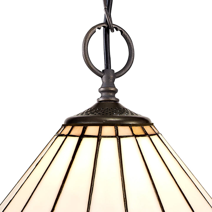 Nelson Lighting NLK03319 Umbrian 2 Light Down Lighter Pendant With 30cm Tiffany Shade Grey/Chrome/Antique Brass