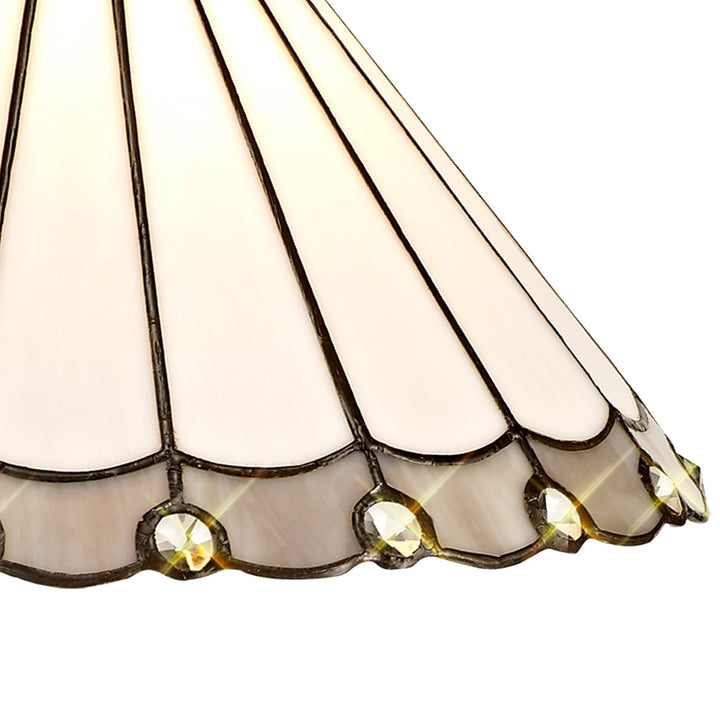Nelson Lighting NLK03319 Umbrian 2 Light Down Lighter Pendant With 30cm Tiffany Shade Grey/Chrome/Antique Brass