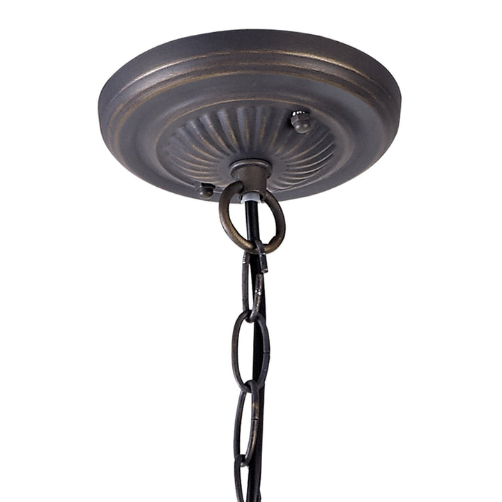 Nelson Lighting NLK03319 Umbrian 2 Light Down Lighter Pendant With 30cm Tiffany Shade Grey/Chrome/Antique Brass