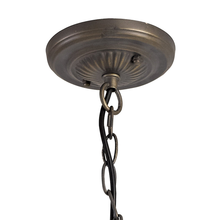 Nelson Lighting NLK03329 Umbrian 3 Light Down Lighter Pendant With 30cm Tiffany Shade Grey/Chrome/Antique Brass