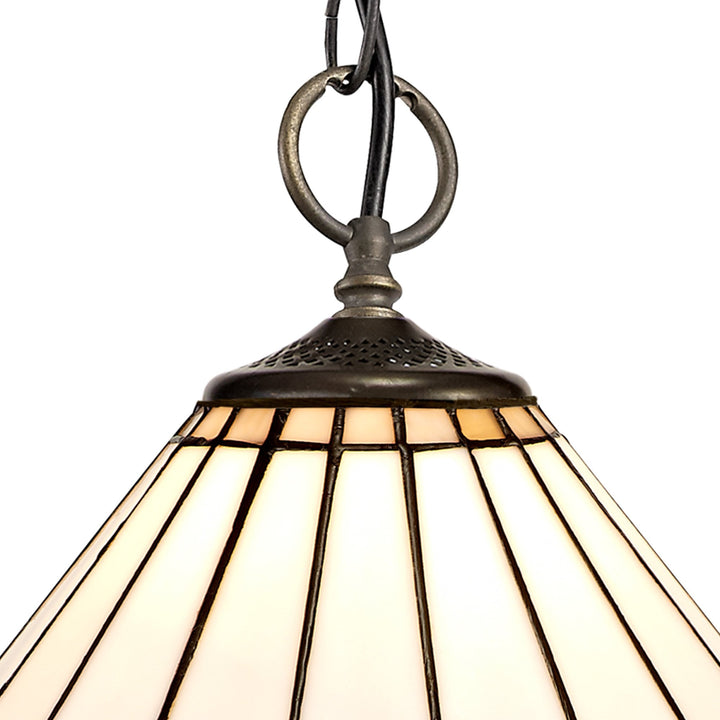 Nelson Lighting NLK03329 Umbrian 3 Light Down Lighter Pendant With 30cm Tiffany Shade Grey/Chrome/Antique Brass