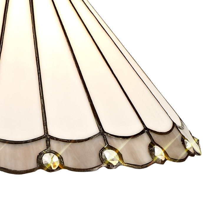 Nelson Lighting NLK03329 Umbrian 3 Light Down Lighter Pendant With 30cm Tiffany Shade Grey/Chrome/Antique Brass