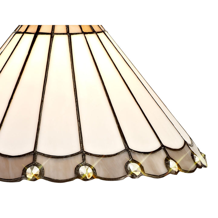 Nelson Lighting NLK03329 Umbrian 3 Light Down Lighter Pendant With 30cm Tiffany Shade Grey/Chrome/Antique Brass