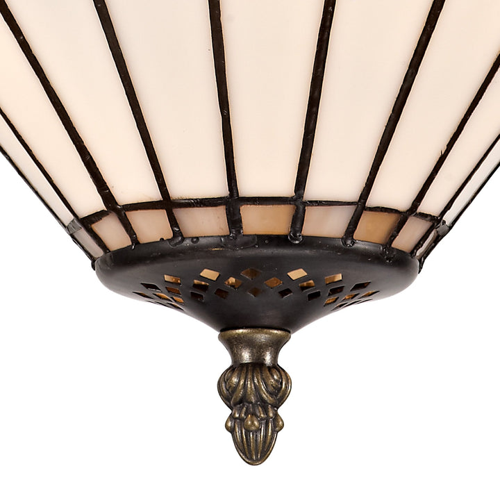 Nelson Lighting NLK03339 Umbrian 2 Light Semi Ceiling With 30cm Tiffany Shade Grey/Chrome/Antique Brass