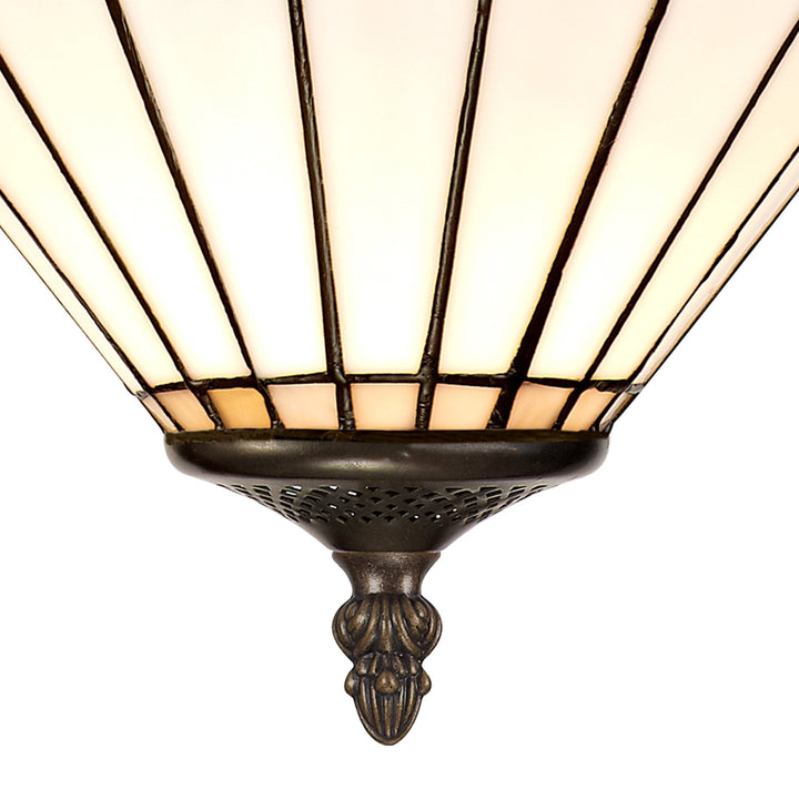 Nelson Lighting NLK03349 Umbrian 3 Light Semi Ceiling With 30cm Tiffany Shade Grey/Chrome/Antique Brass