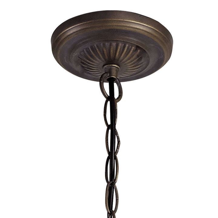 Nelson Lighting NLK03359 Umbrian 2 Light Up Lighter Pendant With 30cm Tiffany Shade Grey/Chrome/Antique Brass
