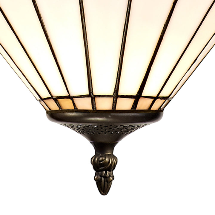 Nelson Lighting NLK03359 Umbrian 2 Light Up Lighter Pendant With 30cm Tiffany Shade Grey/Chrome/Antique Brass