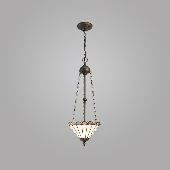 Nelson Lighting NLK03369 Umbrian 3 Light Up Lighter Pendant With 30cm Tiffany Shade Grey/Chrome/Antique Brass