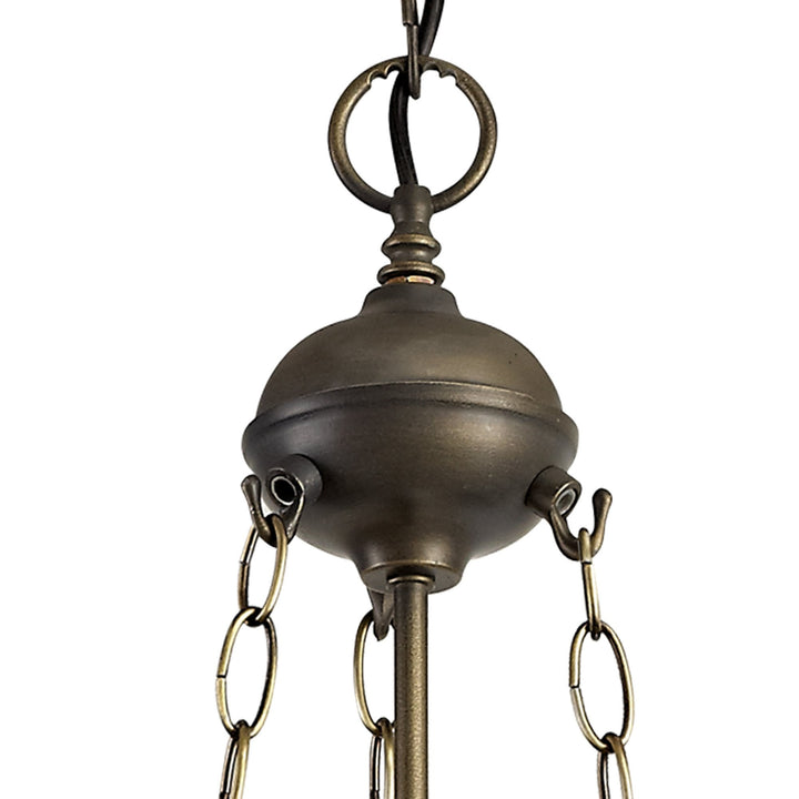 Nelson Lighting NLK03369 Umbrian 3 Light Up Lighter Pendant With 30cm Tiffany Shade Grey/Chrome/Antique Brass