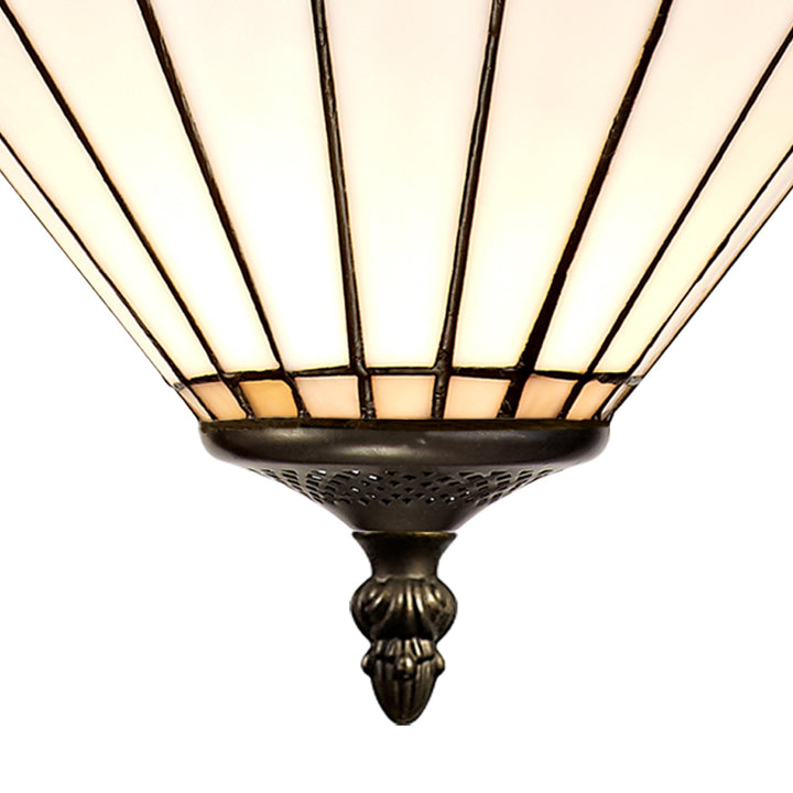 Nelson Lighting NLK03369 Umbrian 3 Light Up Lighter Pendant With 30cm Tiffany Shade Grey/Chrome/Antique Brass