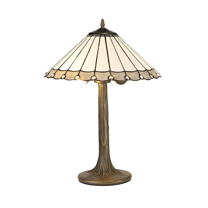 Nelson Lighting NLK03379 Umbrian 2 Light Tree Like Table Lamp With 40cm Tiffany Shade Grey/Chrome/Antique Brass