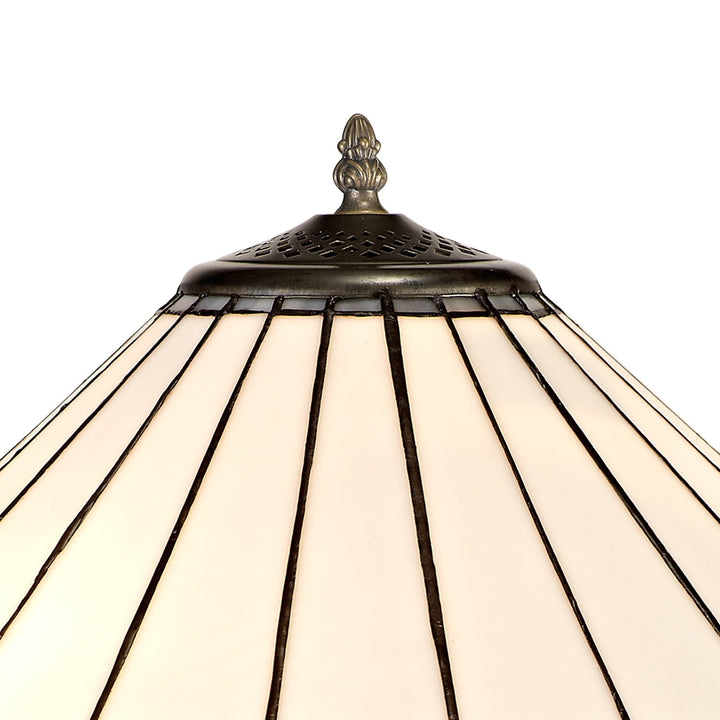 Nelson Lighting NLK03389 Umbrian 2 Light Curved Table Lamp With 40cm Tiffany Shade Grey/Chrome/Antique Brass