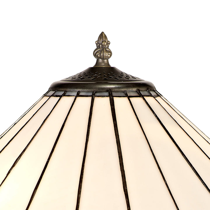 Nelson Lighting NLK03399 Umbrian 2 Light Octagonal Table Lamp With 40cm Tiffany Shade Grey/Chrome/Antique Brass