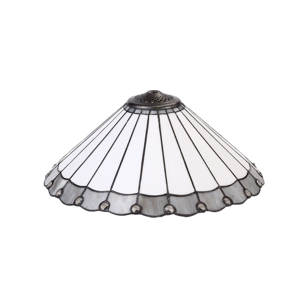 Nelson Lighting NLK03399 Umbrian 2 Light Octagonal Table Lamp With 40cm Tiffany Shade Grey/Chrome/Antique Brass