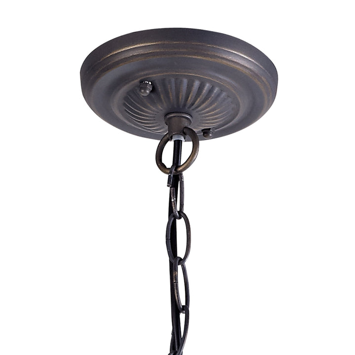 Nelson Lighting NLK03409 Umbrian 1 Light Down Lighter Pendant With 40cm Tiffany Shade Grey/Chrome/Antique Brass