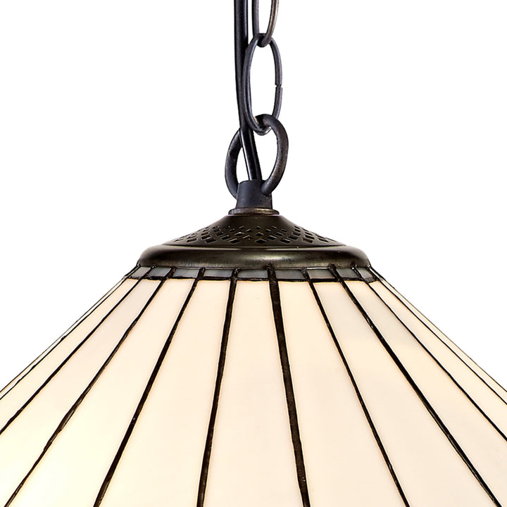 Nelson Lighting NLK03409 Umbrian 1 Light Down Lighter Pendant With 40cm Tiffany Shade Grey/Chrome/Antique Brass