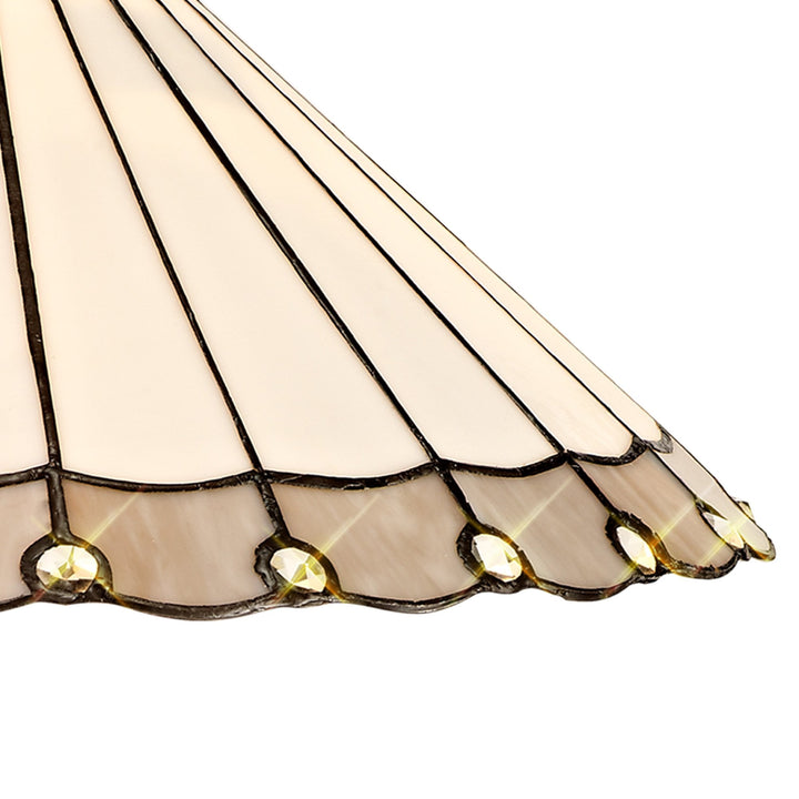 Nelson Lighting NLK03409 Umbrian 1 Light Down Lighter Pendant With 40cm Tiffany Shade Grey/Chrome/Antique Brass