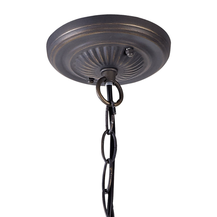 Nelson Lighting NLK03419 Umbrian 2 Light Down Lighter Pendant With 40cm Tiffany Shade Grey/Chrome/Antique Brass